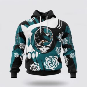 Personalized NHL San Jose Sharks All Over Print Hoodie Special Grateful Dead Gathering Flowers Design Hoodie 1