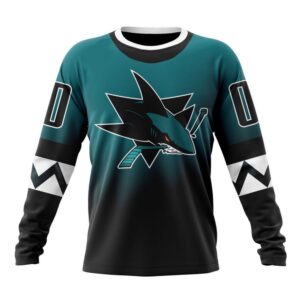 Personalized NHL San Jose Sharks Crewneck Sweatshirt New Gradient Series Concept 1