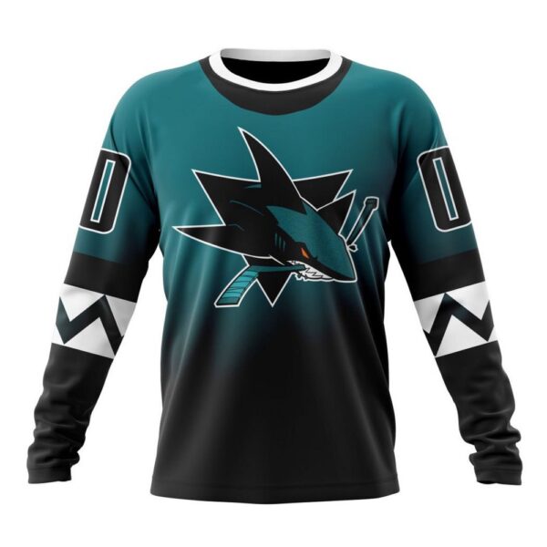 Personalized NHL San Jose Sharks Crewneck Sweatshirt New Gradient Series Concept