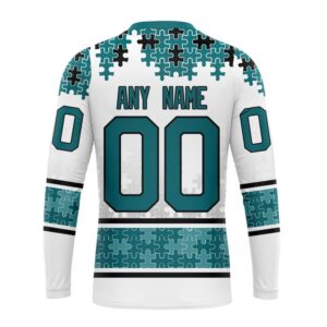 Personalized NHL San Jose Sharks Crewneck Sweatshirt Special Autism Awareness Design With Home Jersey Style 2