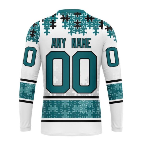 Personalized NHL San Jose Sharks Crewneck Sweatshirt Special Autism Awareness Design With Home Jersey Style