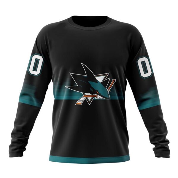 Personalized NHL San Jose Sharks Crewneck Sweatshirt Special Black And Gradient Design