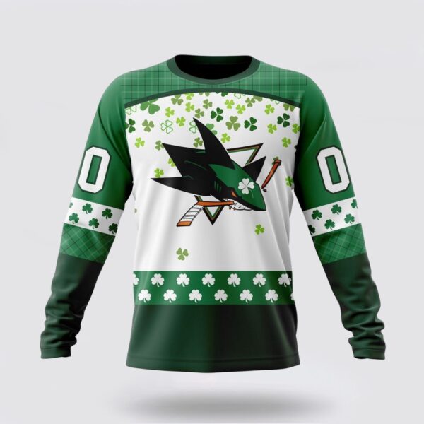 Personalized NHL San Jose Sharks Crewneck Sweatshirt Special Design For St Patrick Day Sweatshirt