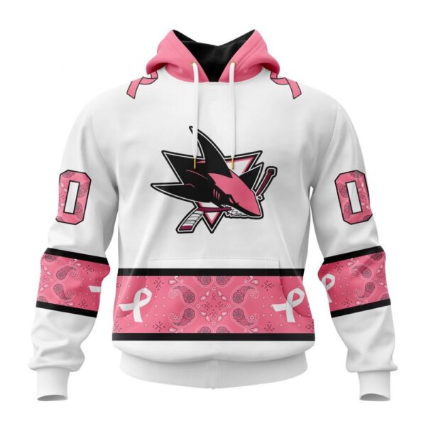 Personalized NHL San Jose Sharks Hoodie In Classic Style With Paisley In October We Wear Pink Breast Cancer Hoodie