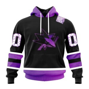 Personalized NHL San Jose Sharks Hoodie Special Black Hockey Fights Cancer Kits Hoodie 1