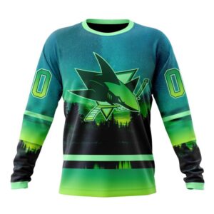 Personalized NHL San Jose Sharks Special Crewneck Sweatshirt Design With Northern Light Full Printed Sweatshirt 1