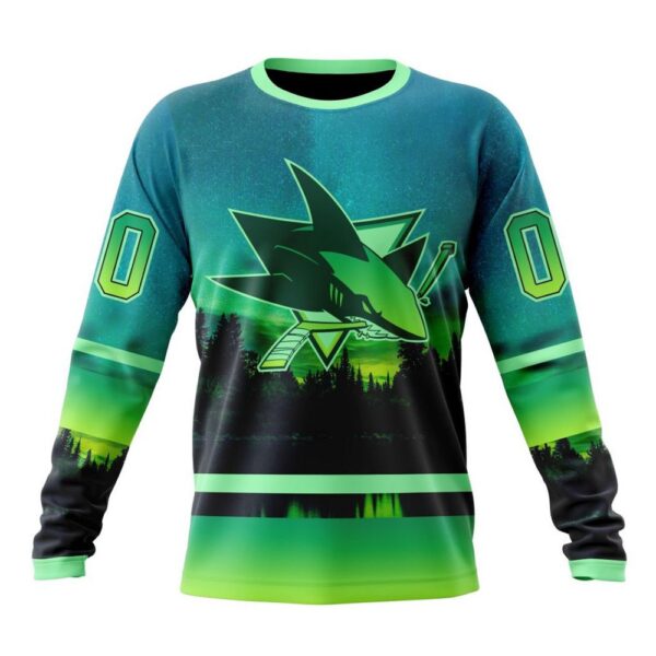 Personalized NHL San Jose Sharks Special Crewneck Sweatshirt Design With Northern Light Full Printed Sweatshirt