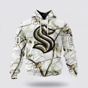 Personalized NHL Seattle Kraken All Over Print Hoodie Special White Winter Hunting Camo Design Hoodie 1