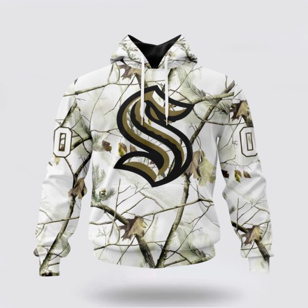 Personalized NHL Seattle Kraken All Over Print Hoodie Special White Winter Hunting Camo Design Hoodie