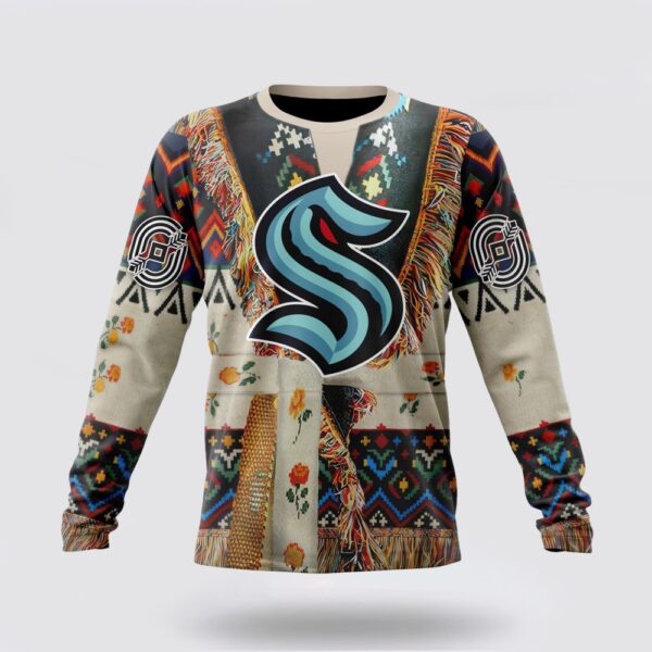 Personalized NHL Seattle Kraken Crewneck Sweatshirt Specialized Special Native Costume Design Sweatshirt