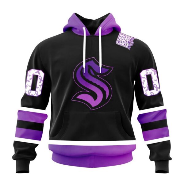 Personalized NHL Seattle Kraken Hoodie Special Black Hockey Fights Cancer Kits Hoodie