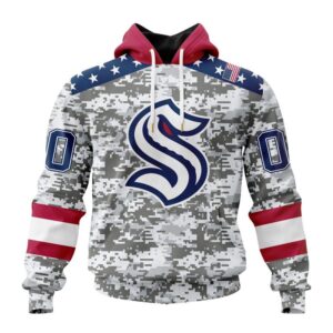 Personalized NHL Seattle Kraken Hoodie Special Camo Design For Veterans Day Hoodie 1