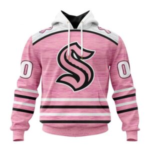 Personalized NHL Seattle Kraken Hoodie Special Pink Fight Breast Cancer Design Hoodie 1