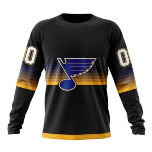 Personalized NHL St Louis Blues Crewneck Sweatshirt Special Black And Gradient Design 1