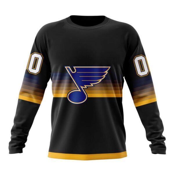 Personalized NHL St Louis Blues Crewneck Sweatshirt Special Black And Gradient Design