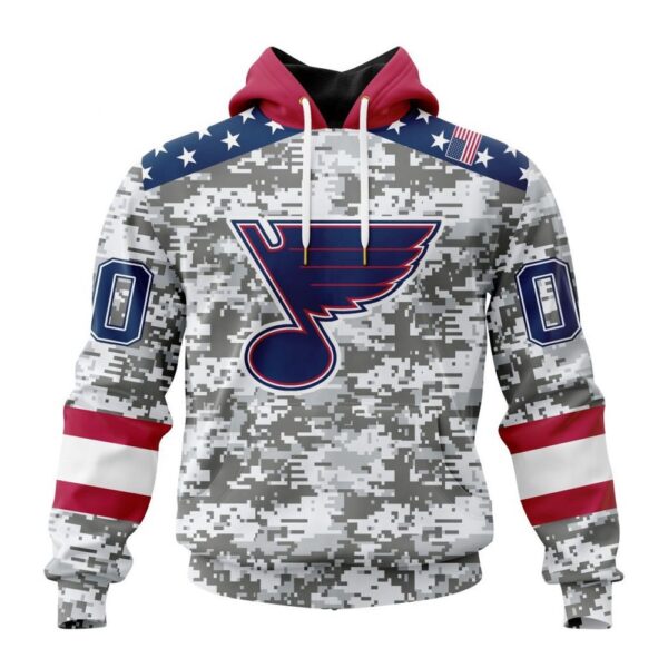 Personalized NHL St. Louis Blues Hoodie Special Camo Design For Veterans Day Hoodie