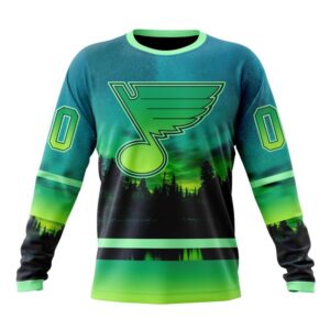 Personalized NHL St Louis Blues Special Crewneck Sweatshirt Design With Northern Light Full Printed Sweatshirt 1
