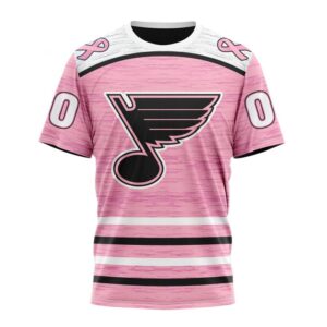 Personalized NHL St Louis Blues T Shirt Special Pink Fight Breast Cancer Design T Shirt 1