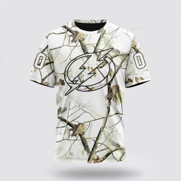 Personalized NHL Tampa Bay Lightning 3D T Shirt Special White Winter Hunting Camo Design T Shirt