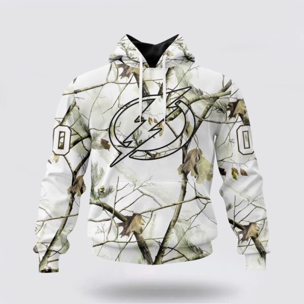 Personalized NHL Tampa Bay Lightning All Over Print Hoodie Special White Winter Hunting Camo Design Hoodie