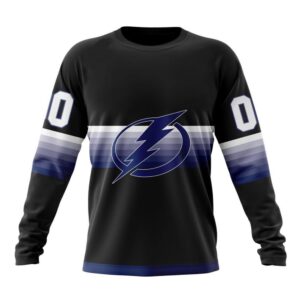 Personalized NHL Tampa Bay Lightning Crewneck Sweatshirt Special Black And Gradient Design 1