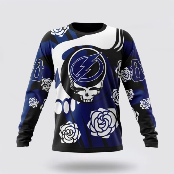 Personalized NHL Tampa Bay Lightning Crewneck Sweatshirt Special Grateful Dead Gathering Flowers Design Sweatshirt