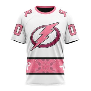 Personalized NHL Tampa Bay Lightning T Shirt In Classic Style With Paisley In October We Wear Pink Breast Cancer T Shirt 1