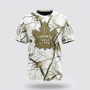 Personalized NHL Toronto Maple Leafs 3D T Shirt Special White Winter Hunting Camo Design T Shirt 1