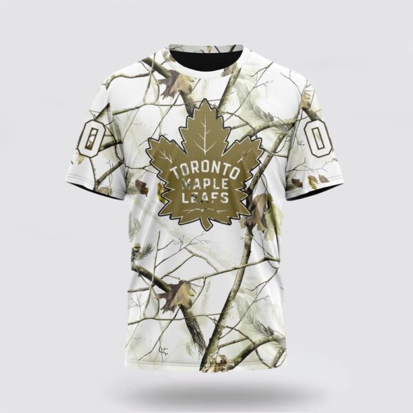 Personalized NHL Toronto Maple Leafs 3D T Shirt Special White Winter Hunting Camo Design T Shirt