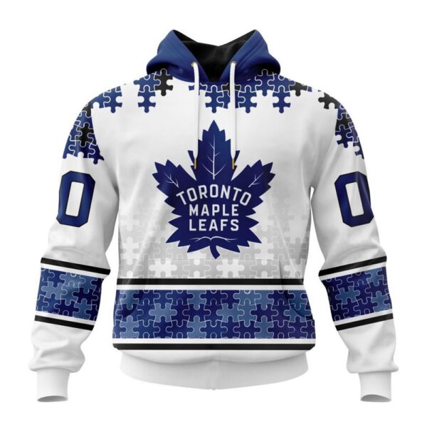 Personalized NHL Toronto Maple Leafs All Over Print Hoodie Special Autism Awareness Design With Home Jersey Style Hoodie
