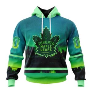 Personalized NHL Toronto Maple Leafs All Over Print Hoodie Special Design With Northern Light Full Printed Hoodie 1