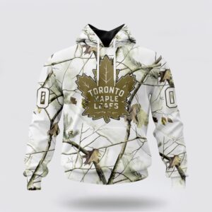 Personalized NHL Toronto Maple Leafs All Over Print Hoodie Special White Winter Hunting Camo Design Hoodie 1