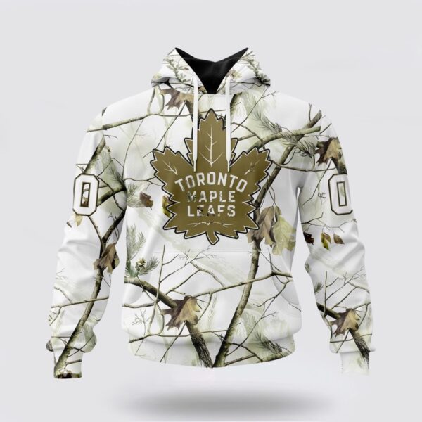 Personalized NHL Toronto Maple Leafs All Over Print Hoodie Special White Winter Hunting Camo Design Hoodie
