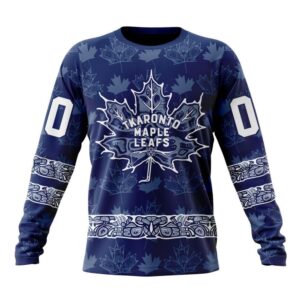 Personalized NHL Toronto Maple Leafs Crewneck Sweatshirt Design With Native Pattern Full Printed Sweatshirt 1
