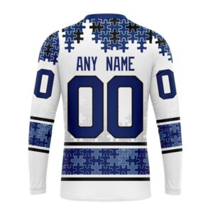 Personalized NHL Toronto Maple Leafs Crewneck Sweatshirt Special Autism Awareness Design With Home Jersey Style 2