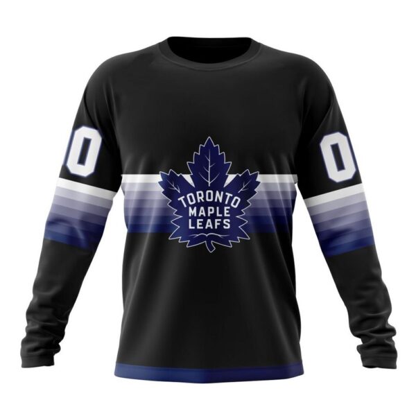 Personalized NHL Toronto Maple Leafs Crewneck Sweatshirt Special Black And Gradient Design