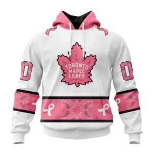 Personalized NHL Toronto Maple Leafs Hoodie In Classic Style With Paisley In October We Wear Pink Breast Cancer Hoodie 1