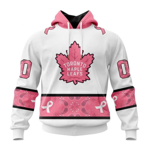 Personalized NHL Toronto Maple Leafs Hoodie In Classic Style With Paisley In October We Wear Pink Breast Cancer Hoodie