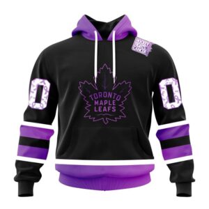Personalized NHL Toronto Maple Leafs Hoodie Special Black Hockey Fights Cancer Kits Hoodie 1