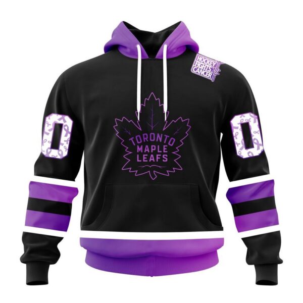 Personalized NHL Toronto Maple Leafs Hoodie Special Black Hockey Fights Cancer Kits Hoodie