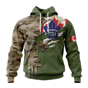Personalized NHL Toronto Maple Leafs Hoodie Special Camo Skull Design Hoodie 1