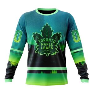 Personalized NHL Toronto Maple Leafs Special Crewneck Sweatshirt Design With Northern Light Full Printed Sweatshirt 1