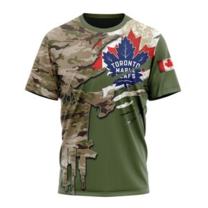 Personalized NHL Toronto Maple Leafs T Shirt Special Camo Skull Design T Shirt 1