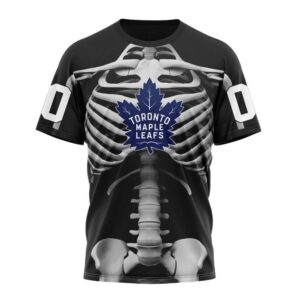 Personalized NHL Toronto Maple Leafs T Shirt Special Skeleton Costume For Halloween T Shirt 1