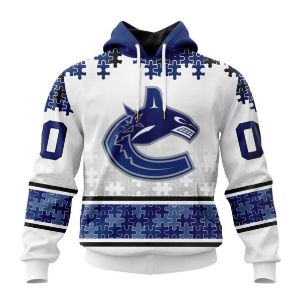 Personalized NHL Vancouver Canucks All Over Print Hoodie Special Autism Awareness Design With Home Jersey Style Hoodie