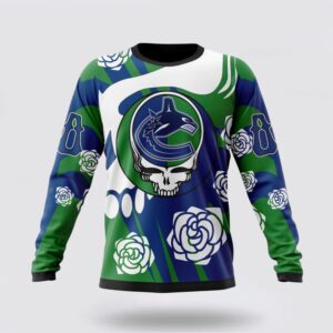 Personalized NHL Vancouver Canucks Crewneck Sweatshirt Special Grateful Dead Gathering Flowers Design Sweatshirt 1