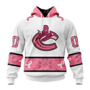 Personalized NHL Vancouver Canucks Hoodie In Classic Style With Paisley In October We Wear Pink Breast Cancer Hoodie 1