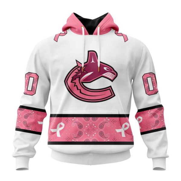 Personalized NHL Vancouver Canucks Hoodie In Classic Style With Paisley In October We Wear Pink Breast Cancer Hoodie