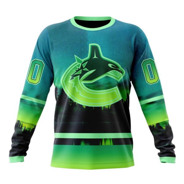 Personalized NHL Vancouver Canucks Special Crewneck Sweatshirt Design With Northern Light Full Printed Sweatshirt