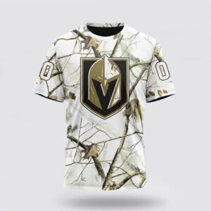 Personalized NHL Vegas Golden Knights 3D T Shirt Special White Winter Hunting Camo Design T Shirt 1